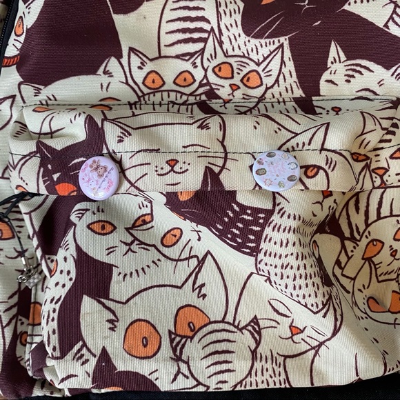 Cat pattern School College Kitty Backpack - O/S - Picture 9 of 16